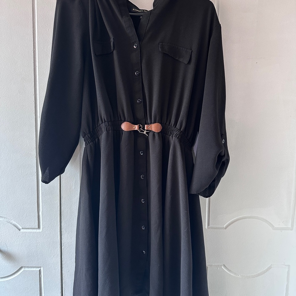Elegant Black Dress with Belt